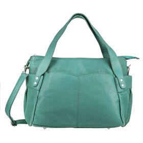 100% Echtleder Weekender Reisetasche mit RFID-Schutz, Blaugrün