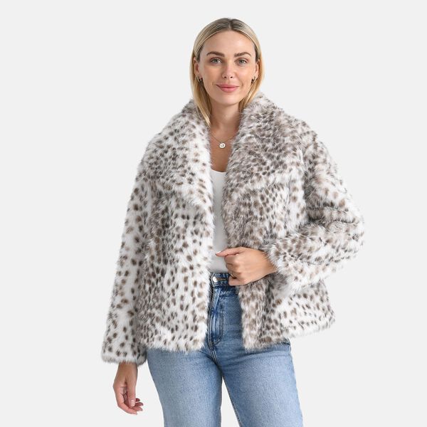 LA MAREY Signature - Kurzjacke aus Webpelz mit Leopardenmuster, Einheitsgröße, Beige image number 0