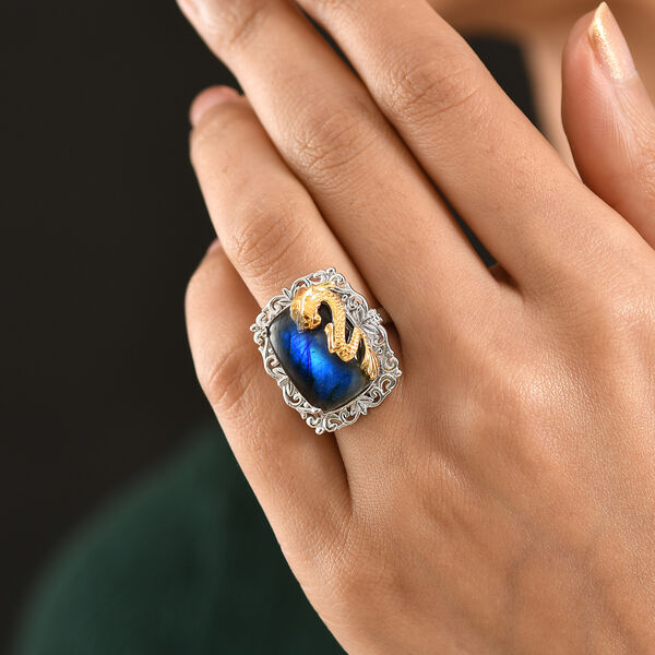 EVER TRUE AAA Labradorit Ring Nickelfreies Messing (Gr&ouml;&szlig;e 19.00) ca. 15,30 ct image number 2