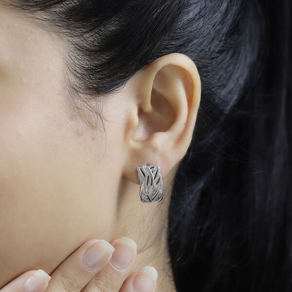 Wei&szlig;er Diamant, Ohrringe 925 Silber platiniert ca. image number 3