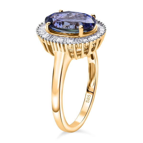 AAA Pfau Tansanit, Weißer Diamant Ring 585 Gold (Größe 17.00) (6-7 Werktage Lieferzeit) ca. 3.45 ct image number 5