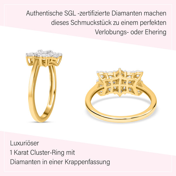 LUXORO klassischer SGL zertifizierter I1 GH Diamant-Boot-Ring in 585 Gelbgold - 1 ct. image number 11