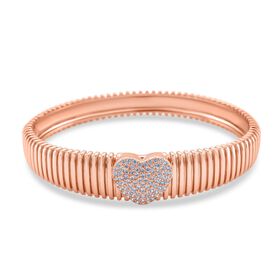 Weißer Zirkonia Armreif ca. 19 cm Nickelfreies Messing, Roséfarben