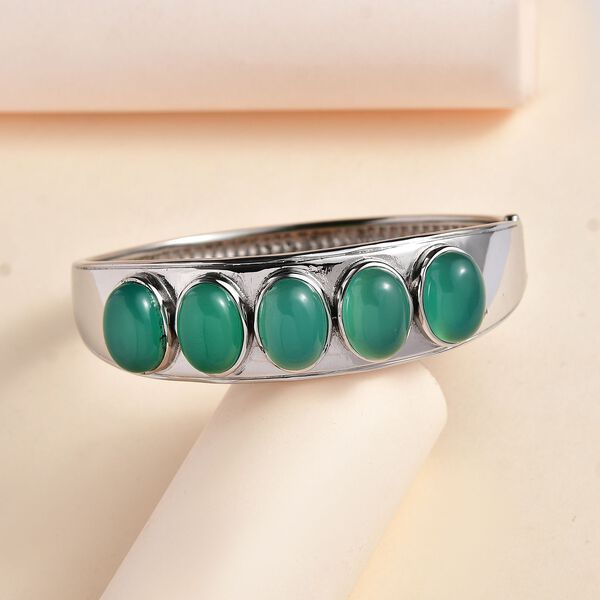 Verde Onyx Armreif ca. 19 cm Edelstahl ca. 36.60 ct image number 2