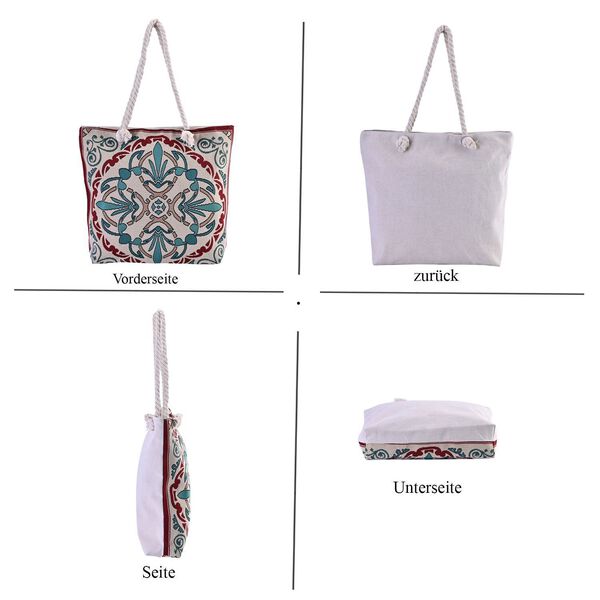 Jacquard gewebte Jute-Tasche, Suzani rot image number 8