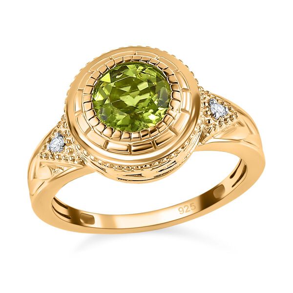 Nat&uuml;rlicher Peridot wei&szlig;er Zirkon Ring,  925 Silber vergoldet (Gr&ouml;&szlig;e 18.00) ca. 1.60 ct image number 4