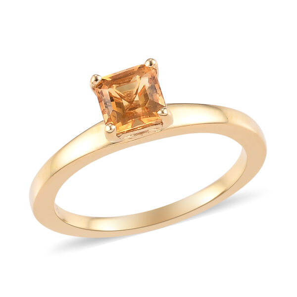 Citrin Solitär Ring 925 Silber 585 Vergoldet image number 4