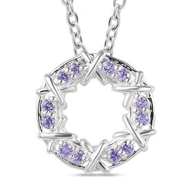 Blauer kubischer Zirkonia-Anhänger mit 50cm Kette - 0,34 ct.