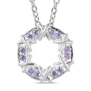 Blauer kubischer Zirkonia-Anh&auml;nger mit 50cm Kette - 0,34 ct.