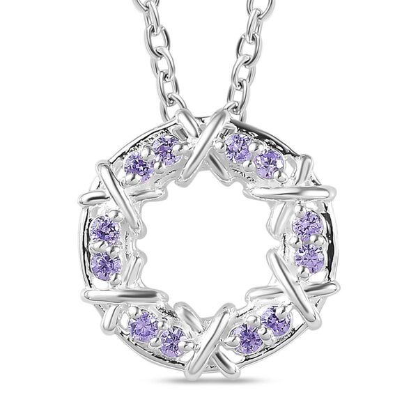 Blauer kubischer Zirkonia-Anh&auml;nger mit 50cm Kette - 0,34 ct.