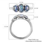 Boulder Opal Triplett und Trilogie-Zirkon Ring, 925 Silber platiniert, 1,53 ct. image number 6