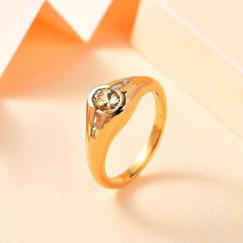 AA nat&uuml;rlicher goldener Tansanit und Zirkon-Ring - 0,74 ct.