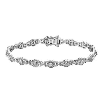 Wei&szlig;es Diamant Armband, ca. 19 cm, 925 Silber platiniert ca. 1.50 ct