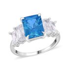 Blauer Zirkonia, Weißer Zirkonia Ring, 925 Silber rhodiniert (Größe 17.00)