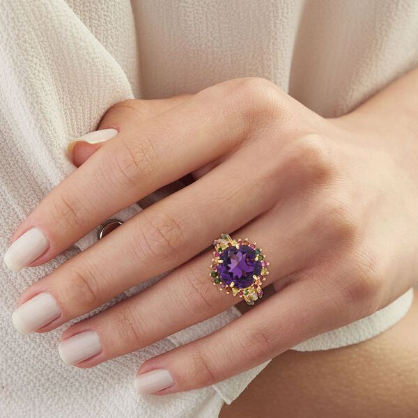 AA Afrikanischer Amethyst, Multi-Turmalin und Zirkon Ring - 10,91 ct. image number 2