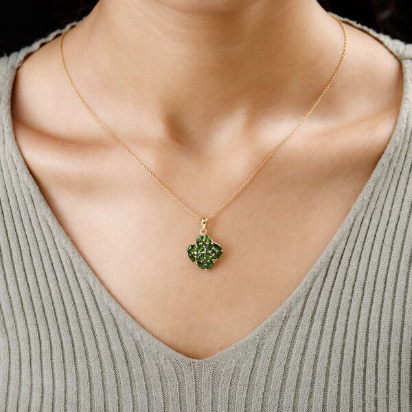 Nat&uuml;rlicher Chromdiopsid Anh&auml;nger 925 Silber vergoldet ca. 2,49 ct image number 2