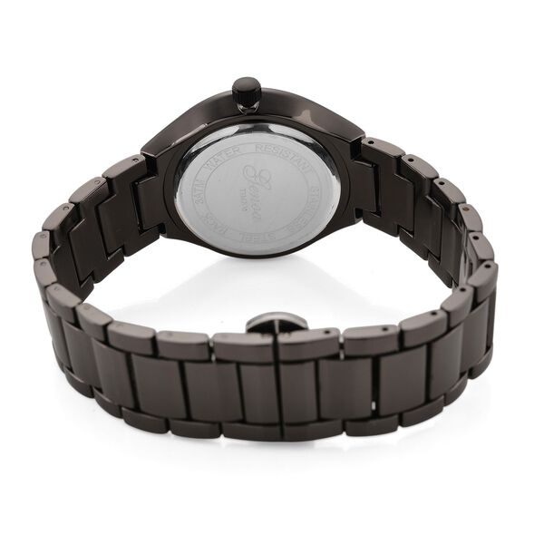 GENOA - Wei&szlig;er Diamant Uhr mit Japanisches Uhrwerk, 3 ATM Wasserdicht, 316L Edelstahl, Schwarz image number 6