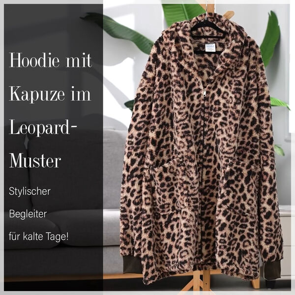 Hoodie mit Kapuze im Leopardenmuster, Braun image number 7