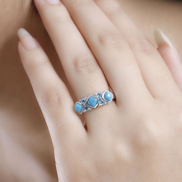AA Amerikanischer natürlicher Sleeping Beauty Türkis und himmelblauer Topas Ring - 1,51 ct. image number 3