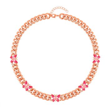 Rosane emaillierte Halskette, ca. 50 cm + 5 cm Extender, ros&eacute;farben