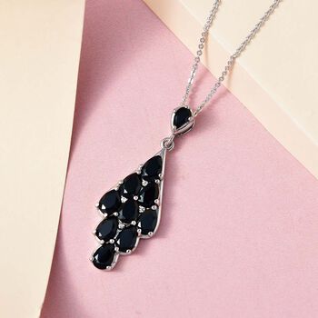 Schwarzer Spinell und Zirkon-Anh&auml;nger mit Kette - 4,67 ct.