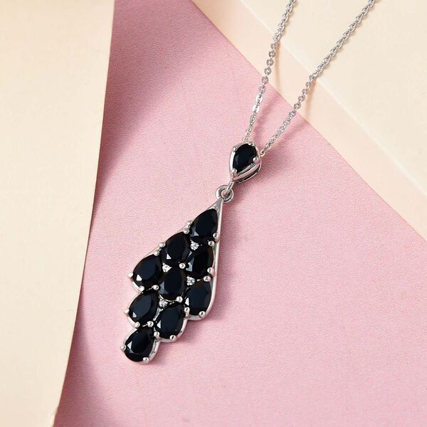 Schwarzer Spinell und Zirkon-Anh&auml;nger mit Kette - 4,67 ct. image number 3