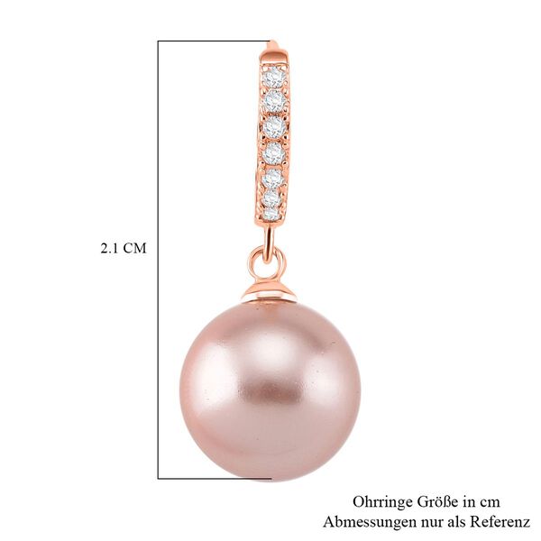 Rosa Muschelkernperle und Zirkonia Ohrringe image number 6
