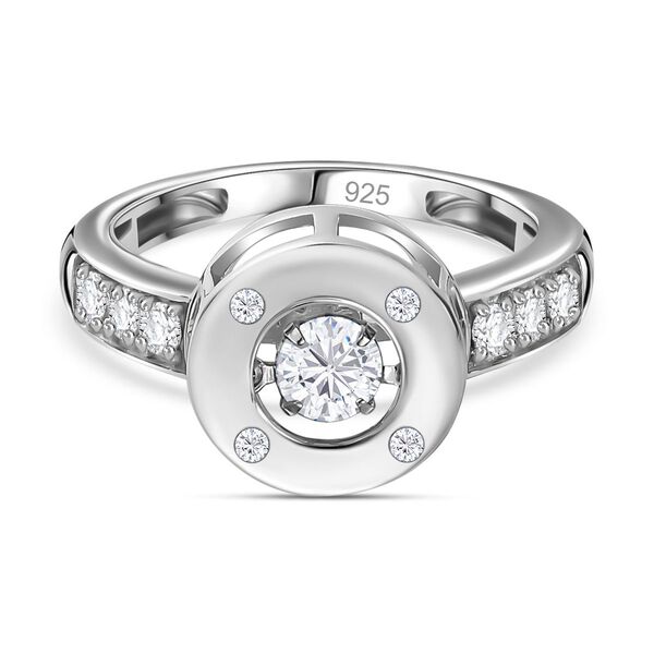 Moissanit Ring 925 Silber rhodiniert ca. 0,48 ct