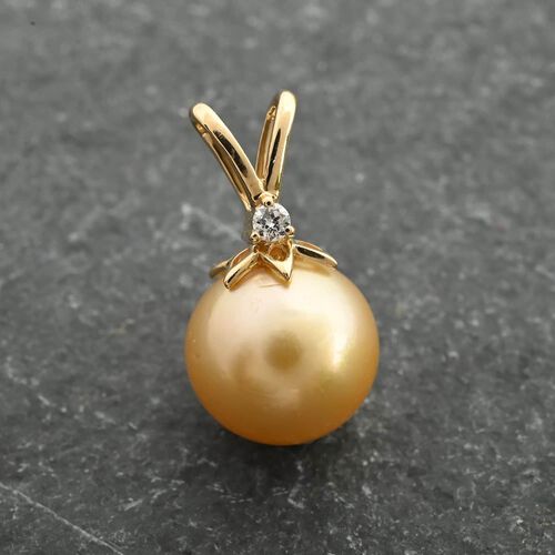 AAA goldene Südsee Perle und Diamant Anhänger in 750 Gold image number 1