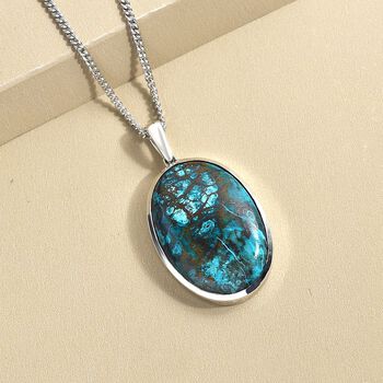 Nat&uuml;rlicher Tafelberg Shadowkite Anh&auml;nger mit Kette, 925 Silber platiniert ca. 32.11 ct