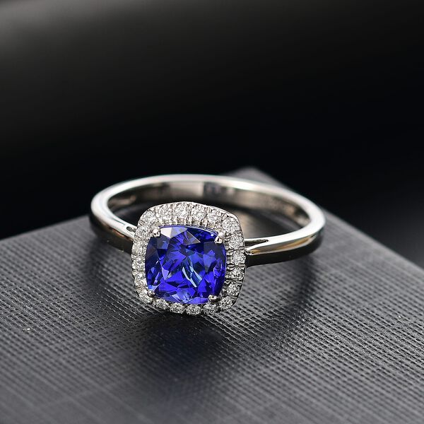 Rhapsody AAAA Tansanit, Weißer Diamant Ring 950 Platin (Größe 16.50) ca. 2,94 ct image number 1