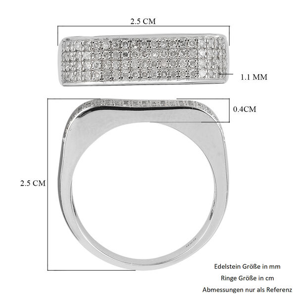 Diamant Herren Ring 925 Silber Platin-Überzug image number 6