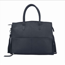 Handtasche aus echtem Leder mit Extra-Fach, Größe 13x38x30 cm, Dunkelblau
