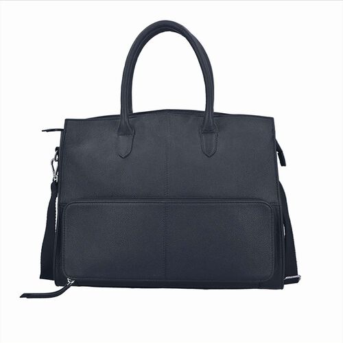 Handtasche aus echtem Leder mit Extra-Fach, Größe 13x38x30 cm, Dunkelblau image number 0