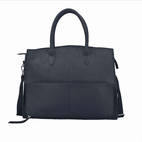 Handtasche aus echtem Leder mit Extra-Fach, Größe 13x38x30 cm, Dunkelblau image number 0