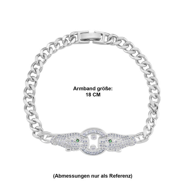 Wei&szlig;es Zirkonia und gr&uuml;nes Nanokristall 18,5cm Armband in Silberton image number 6