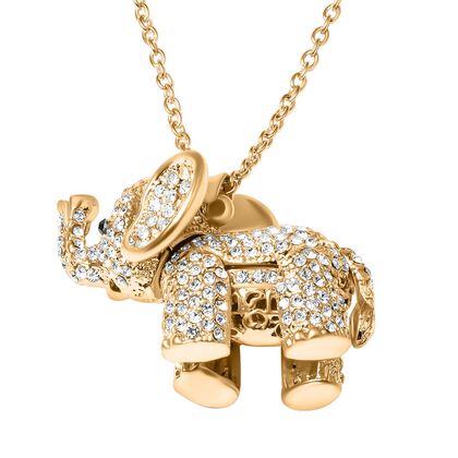DIAMOON Kristall Elefant-Anhänger mit Kette, 60 cm