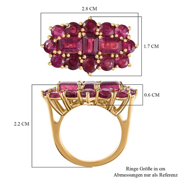 AA Afrikanischer Rubin (Fissure gef&uuml;llt) Ring 925 Silber 750 Gelbgold Vermeil (Gr&ouml;&szlig;e 21.00) ca. 6.74 ct image number 5