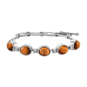 Tigerauge Armband, ca. 19 cm, Edelstahl ca. 10,95 ct