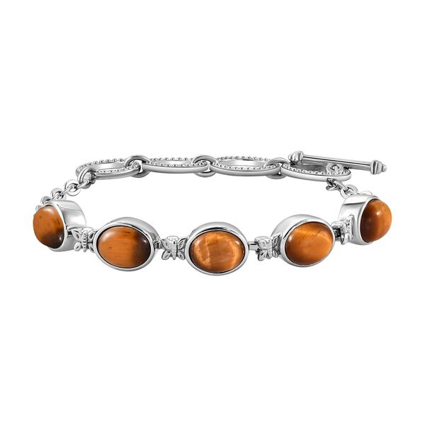 Tigerauge Armband, ca. 19 cm, Edelstahl ca. 10,95 ct