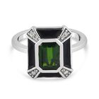 Natürlicher Chromdiopsid, Zirkon und emailliert Ring 925 Silber platiniert  ca. 1,27 ct image number 0
