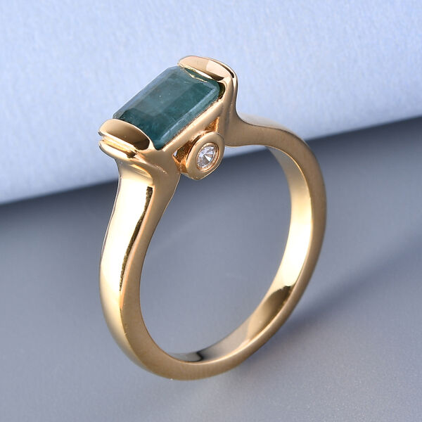 Grandidierit und Zirkon Solit&auml;r Ring 925 Silber vergoldet  ca. 1,09 ct image number 6