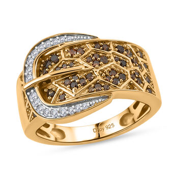 D'Joy Roter Diamant Ring 925 Silber 750 Gelbgold vermeil (Gr&ouml;&szlig;e 18.00)