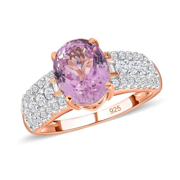 AA Martha Rocha Kunzit und weißer Zirkon-Ring in 925 Silber mit Roségold Vermeil image number 4