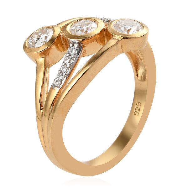 Moissanit-Ring, 925 Silber Gelbgold Vermeil  ca. 0,79 ct image number 6
