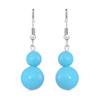 Sleeping Beauty T&uuml;rkisfarbene Muschelperle Ohrringe, Reiner Edelstahl