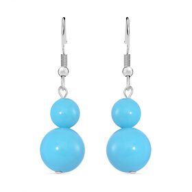 Sleeping Beauty Türkisfarbene Muschelperle Ohrringe, Reiner Edelstahl