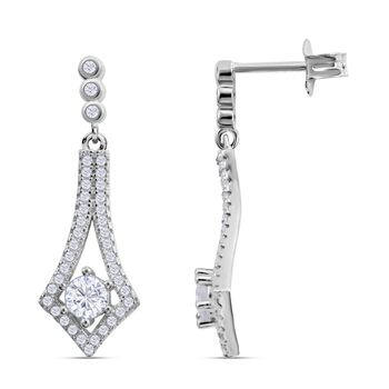 Lustro Stella - Wei&szlig;e Zirkonia Ohrringe, 925 Silber platiniert ca. 1.60 ct