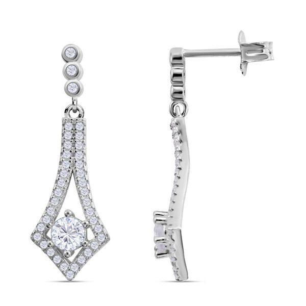 Lustro Stella - Wei&szlig;e Zirkonia Ohrringe, 925 Silber platiniert ca. 1.60 ct image number 3