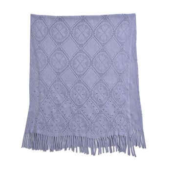 Strickschal mit Quasten und Perlen, Gr&ouml;&szlig;e 72x149 cm, Hellgrau